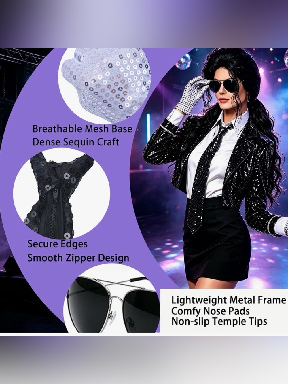 70s 80s Pop Star Halloween Costume Set - NWT